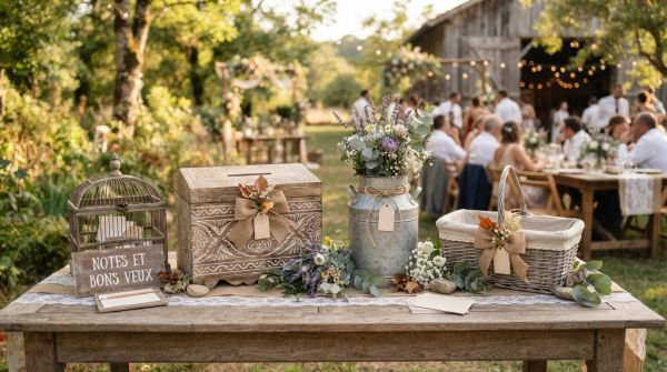 Idées d'urnes champêtres pour un mariage original